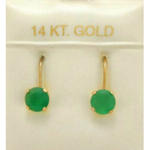 Genuine 0.94 Cts Green Onyx Earring 14k Gold